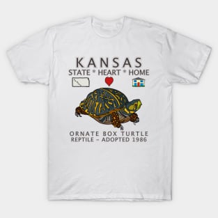 Kansas - Ornate Box Turtle - State, Heart, Home - state symbols T-Shirt